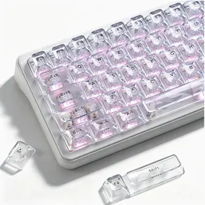 Womier Clear Keycaps Set, Transparent Shine Through Keycap for MX-Compatible 61/68/84/87/98/100/104 Mechanical Keyboard