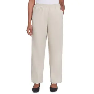 Alfred Dunner, Women's Soft Twill Casual Pull-On Pant, Stone, 12