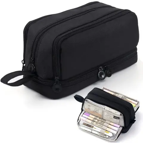 Large-Capacity Waterproof Zipper Pencil Case Multi-Color Durable Storage Bag for Pens, Writing Tools, School Supplies, Office Essentials & Makeup