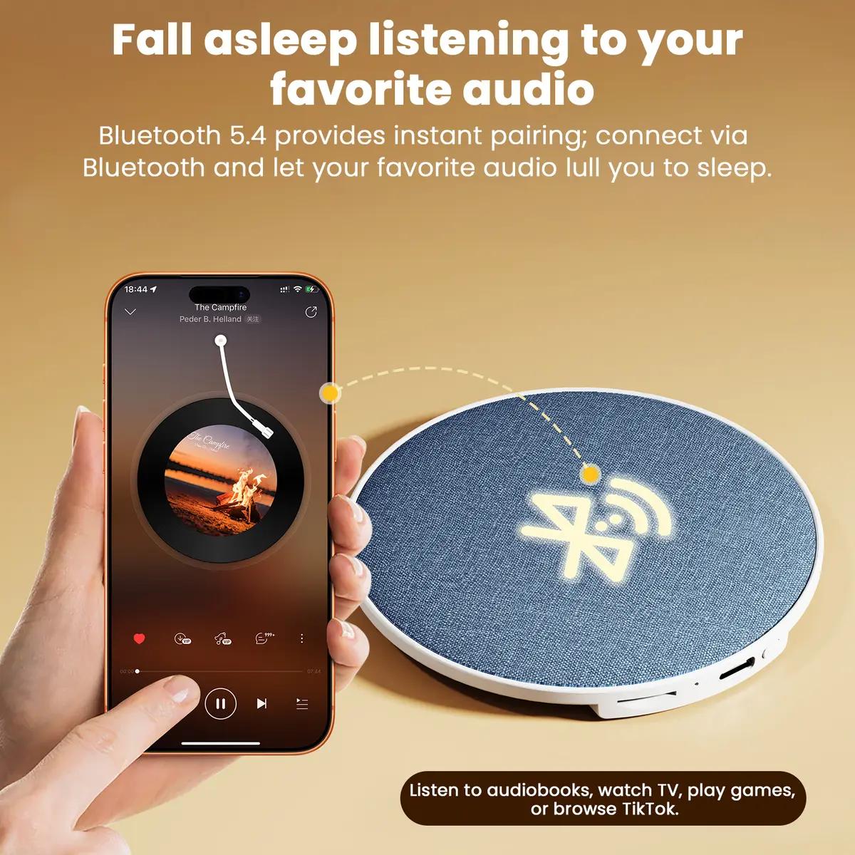 Ultra-Thin Bluetooth Pillow Speaker, Excellent Sound Quality, Ultra-thin At Only 1 cm, Features White Noise For Deep Sleep, Bluetooth 6.0, Perfect for Bedtime Music & Audiobooks, Headphone-Free Sleep Speaker, Compatible with Android & iOS