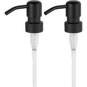 2 count Stainless Steel Black Soap and Lotion Dispensers Pump Replacement,Smooth Action Replacement for Round 1.1in (28 mm)  Bottles,Rust Proof&Leak Proof