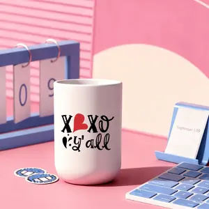 1pc 10oz mouthwash cup, cartoon love quotes, durable bathroom toothbrush cup, wash cup, toothbrush holder, bathroom storage, bathroom water cup, brushing cup Christmas Valentine's Day gift (only cups), suitable for gift giving