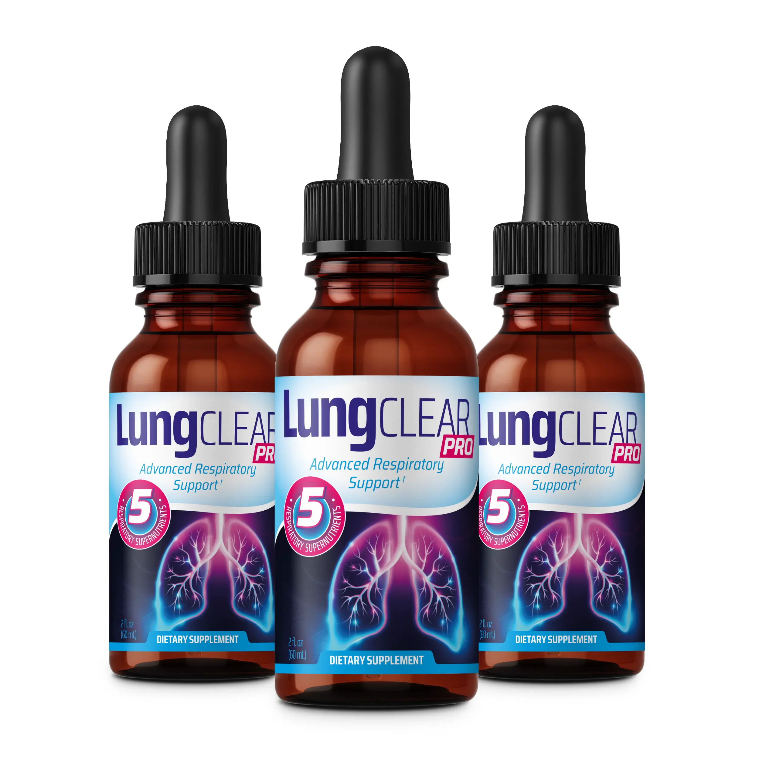 Natural Lung Detox - Flush Out Mucus and Breathe Freely - Lung Clear Pro MEGA BUNDLE 3 Bottles Healthcare Fitness