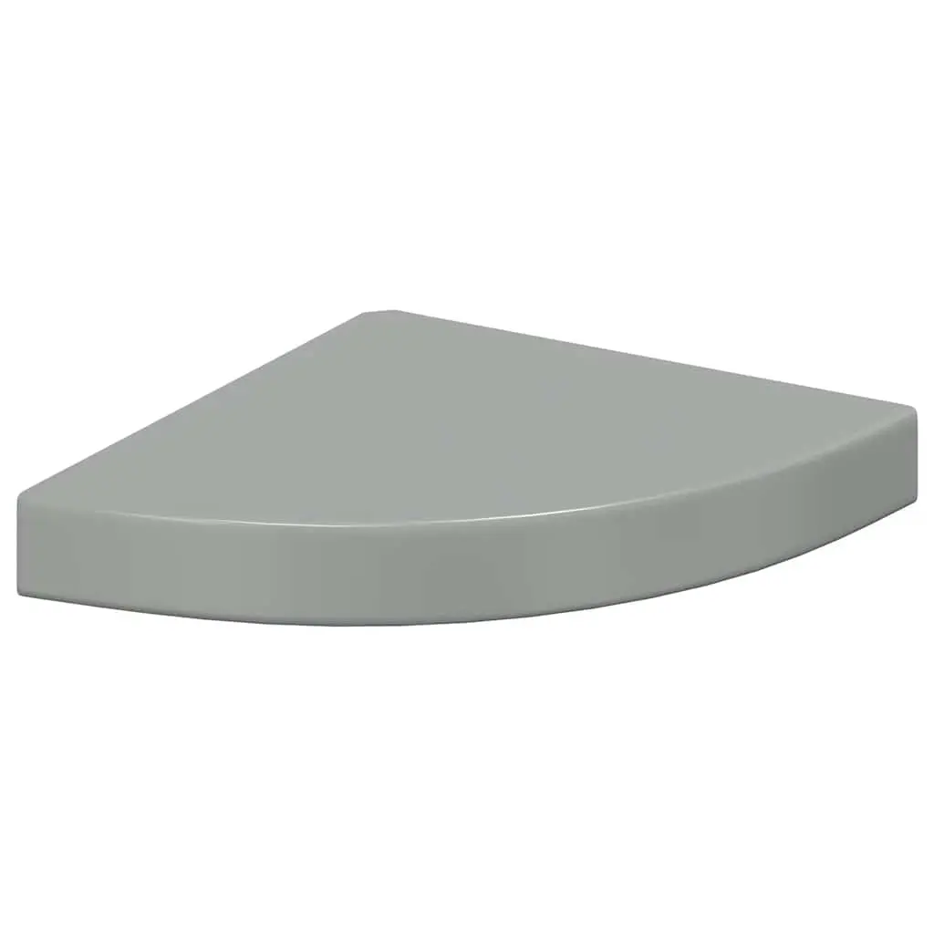 vidaXL Wall Corner Shelf, Floating Corner Shelf, Display Shelf, Wall Mounted Shelf for Book DVD CD Photo Frame, Modern Style, High Gloss Gray MDF 323892