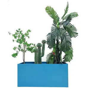 40" L x 16" W x 18" H Metal Large Rectangular Planter - Long Planter Box for Outdoor Patio/Porch Planter Boxes Outdoor Modern Design for , , Garden,Spliced Flower Pot (Navy)