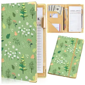 Server Books for Waitress Cute Leather  Waitress Book with Money Pocket and Zipper Fit Server Apron Waiter Organizer