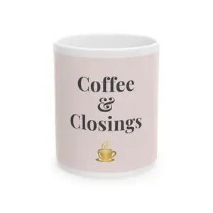 Coffee and Closings Real Estate Agent Mug Pink Ceramic Realtor Gift