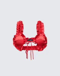 Thelma Red Padded Heart Bra Top