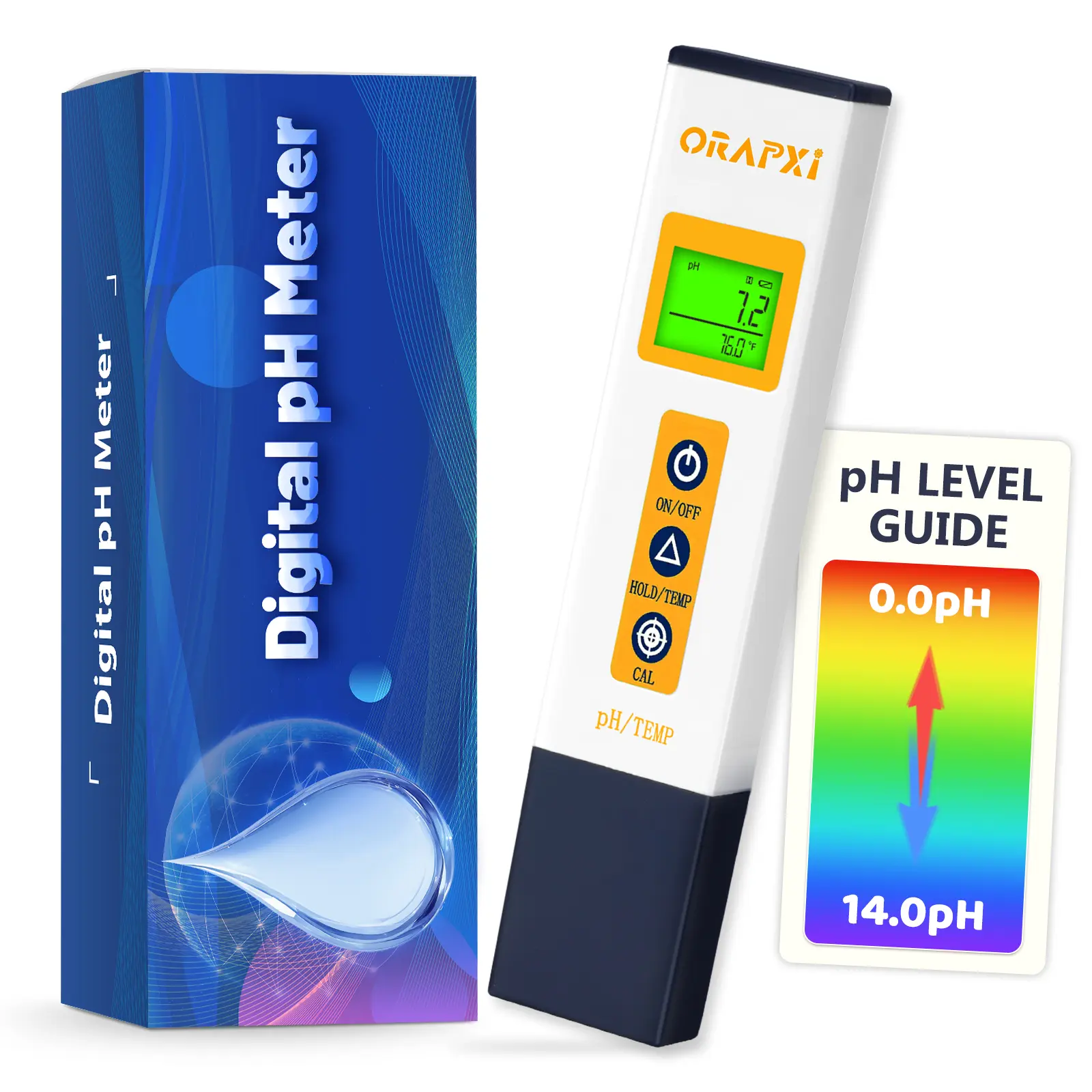 ORAPXI pH Meter Digital pH Tester for Water, Accurate pH Test Kit for Pool, Spa, Hydroponics,Hot Tub, Indoor Plants, Drinking Water, Wine Beer Home Brewing, Aquarium Beverages, Kombucha Brewing