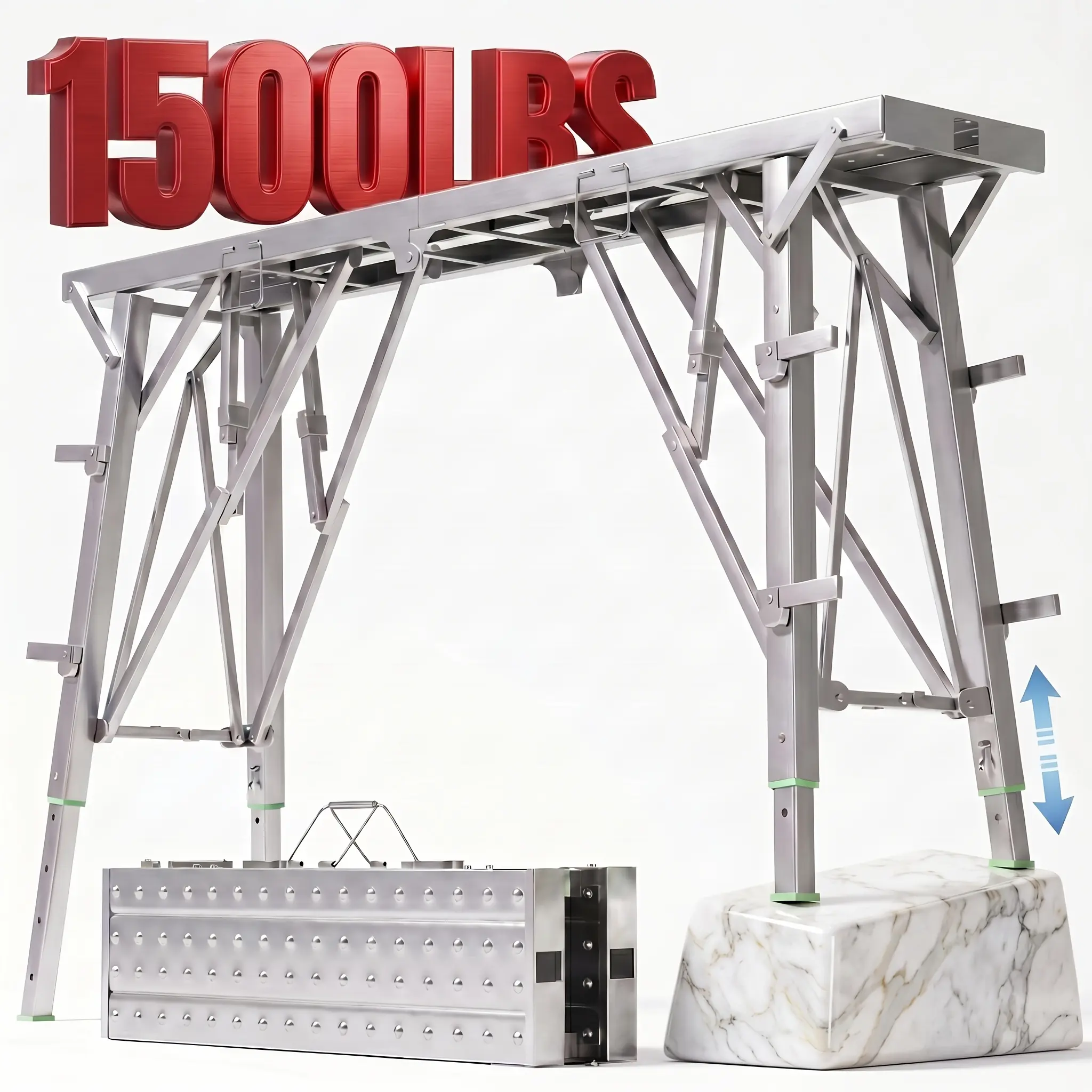 600/1500LBSPortable Foldable Work Platform, Scaffolding Work Stand. Ideal For Home Renovation, RV Cleaning, And Window Washing. Great For Outdoor Use. Gloves Included.