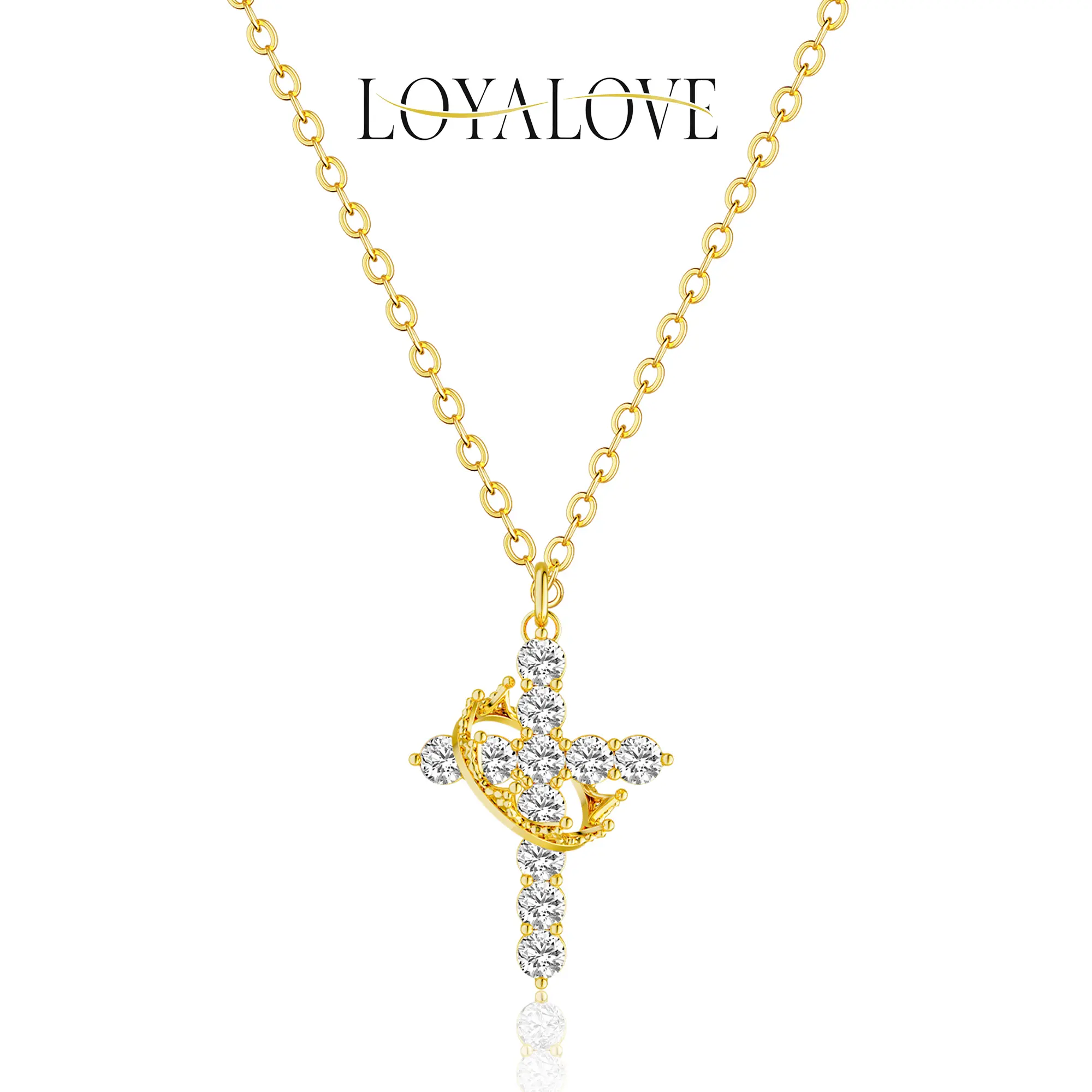 Loyalove Simple CrownCross Pendant Choker Necklace for Women & Men & Girls Pretty Daily Party Clothing Decor Trendy All-match & Exquisite Outfits, Fall