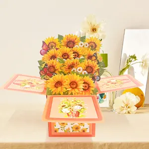 2026 New 3d Sunflower Greeting Card, Creative And Fresh, Perfect For Holidays, Party Cards, Birthday Cards, And Postcards.Suitable For Mother'S Day/Teacher'S Day/Thanksgiving/End-Of-Term Gifts/Party Invitations
