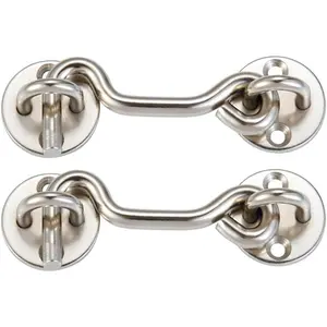 (2 Pack) 4" Privacy Hook and Eye Gate Latch Easy Lock for Sliding Barn Door, Satin Brushed Nickle