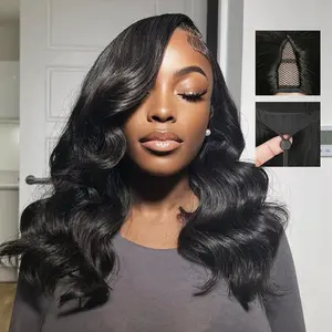 V Part Wig Human Hair  Wave Upgrade U Part Human Hair Wig with Drawstring 200% Density Glueless Clip in Half Wig for Black Women 18 Inch
