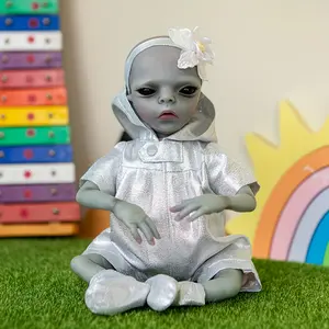 14in/35cm Realistic Alien Reborn Doll - Soft Touch Fabric Body Creative Collection Art Doll, Mini Super Cool Kids Gift Halloween/Thanksgiving/Christmas Gift