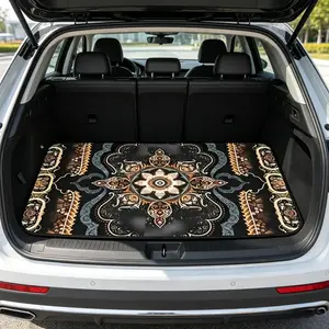 Bohemian Retro Floral Car Trunk Mat, Vintage Boho Style Waterproof Anti-Slip Cargo Liner, Stylish Ethnic Pattern Interior Decor, All-Weather Protection for SUV Sedan Truck, Durable Anti-Scratch Easy Clean Trunk Pad
