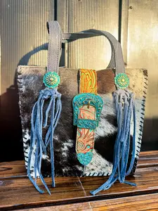 Lone Star Cowhide Fringe Concealed Carry Shoulder Bag – Denim Blue