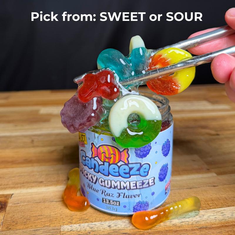 Candeeze Sticky Gummeeze Sampler Pack (4 Tubs) - TikTok Trending Candy - Blue Razz Watermelon Blackberry Peach