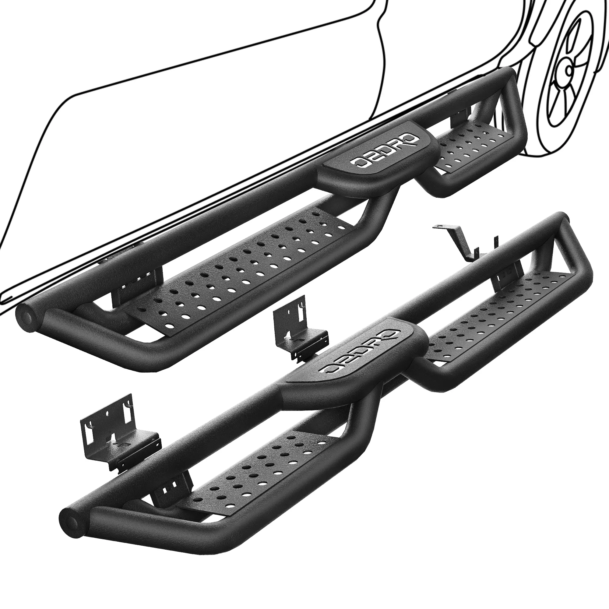 OEDRO Running Boards Compatible with 2021-2025 Ford Bronco 4 Door, Bolt-on Drop Side Step, Black Powder Coated All-Steel Nerf Bar