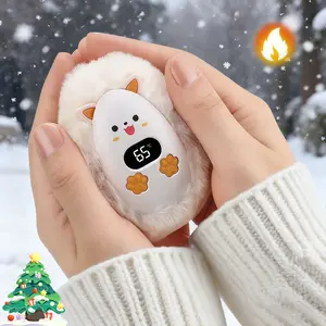 Plush Mini Hand Warmer with LED Display, 3 Temperature Settings, Winter Warmth Essential, Companion, Portable Outdoor Use, Compact and Convenient