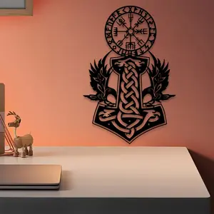 1pc Norse Metal Unframed Wall Art, Norse Statue Mural, Perfect for Man Cave Wall, Living Room Wall, Gothic Wall, Halloween Decor, Ideal Gift for Viking Enthusiasts, Weather-Resistant Metal