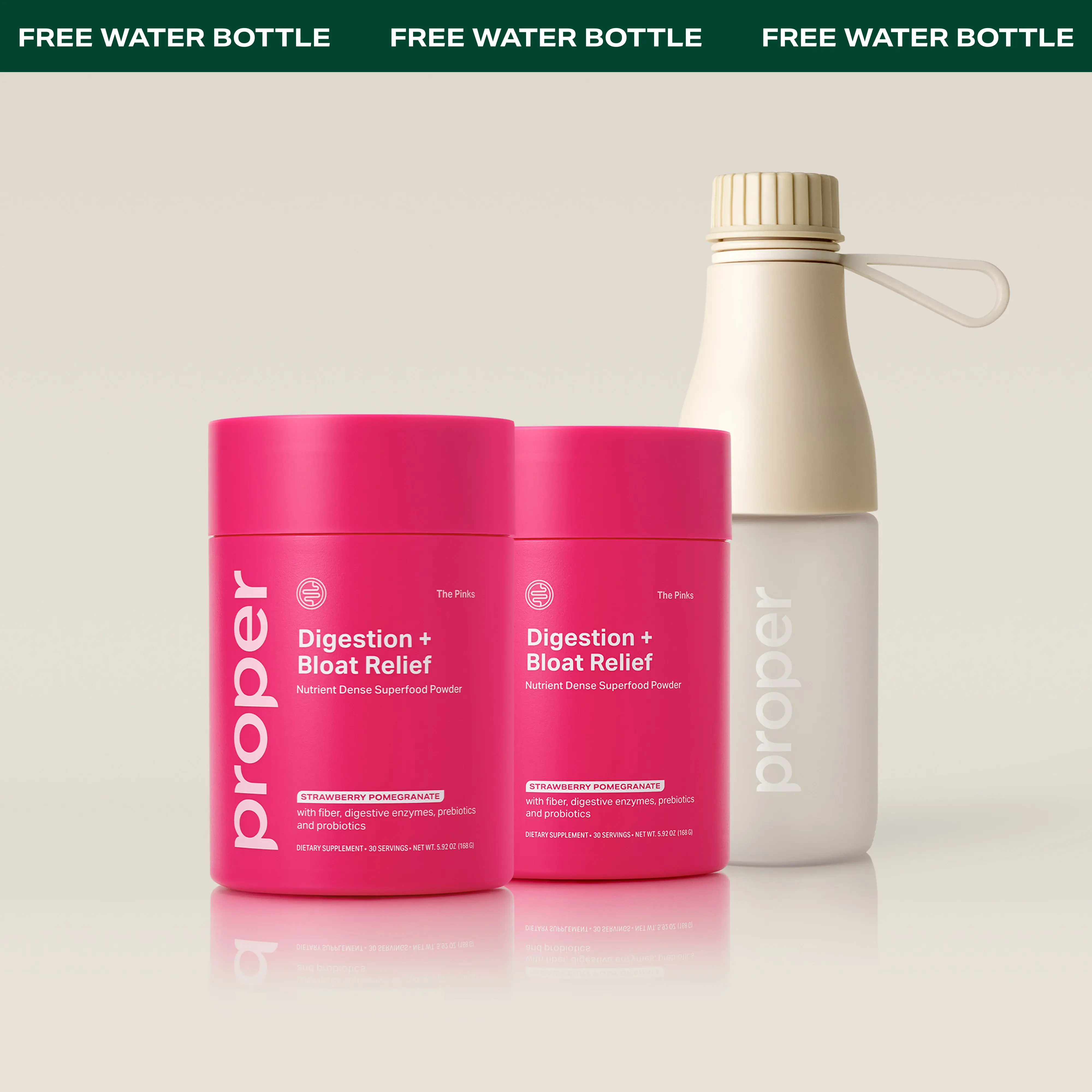 The Digestion Superfood Bundle for Bloat Relief - 2-Pack Digestion Superfood Powder + Water Bottle