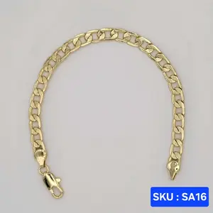 Bracelet Cuban Link Style Diamont Cut Laminated-Gold 7.5 Inches 6mm wide for Small Adults Size Jewelry Accessory SKU : SA16