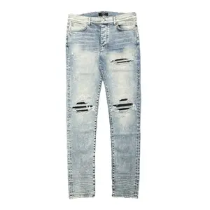 Amiri MX1 Leather Patch Jeans Stone Indigo Black
