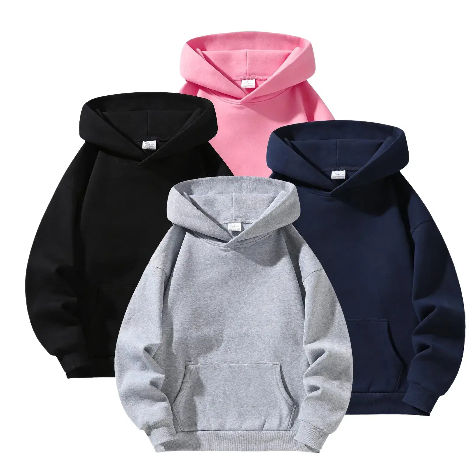 Men's solid‑color pullover hoodie with a kangaroo pocket and dropped‑shoulder design, long‑sleeve style, suitable for daily casual wear; versatile men’s apparel with street‑style aesthetics, for spring and autumn seasons, compatible with daily outfits,