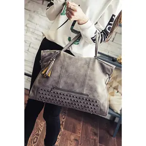 Gray Studded Handbag