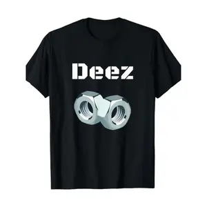 Ootd T Shirt 100%25 Cotton Funny "Deez Nuts" Graphic T-Shirt, Casual Crew Neck Short Sleeve Tee with Geometric Design