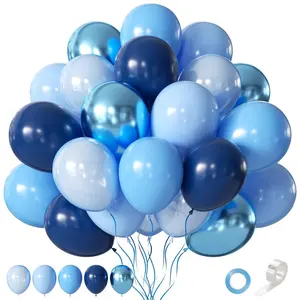 60-Piece Blue Balloon Set with Navy, Baby Blue & Pearl Balloons for Birthday, Wedding & Party Decor