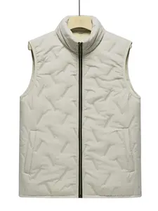 Men's Sleeveless Zipper Down Jacket, Winter Outdoor Casual Vest Gilet, Perfect Gift for Friends and Family, Plain Style, Fitted Fit