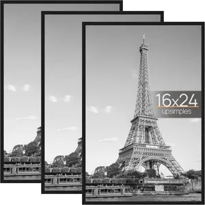 16x24 Black Picture Frame 3-Pack, Scratch-Resistant Poster Frame 16 x 24 for Photo Gallery - Slide-in Frame, can be hung horizontally or vertically on the wall