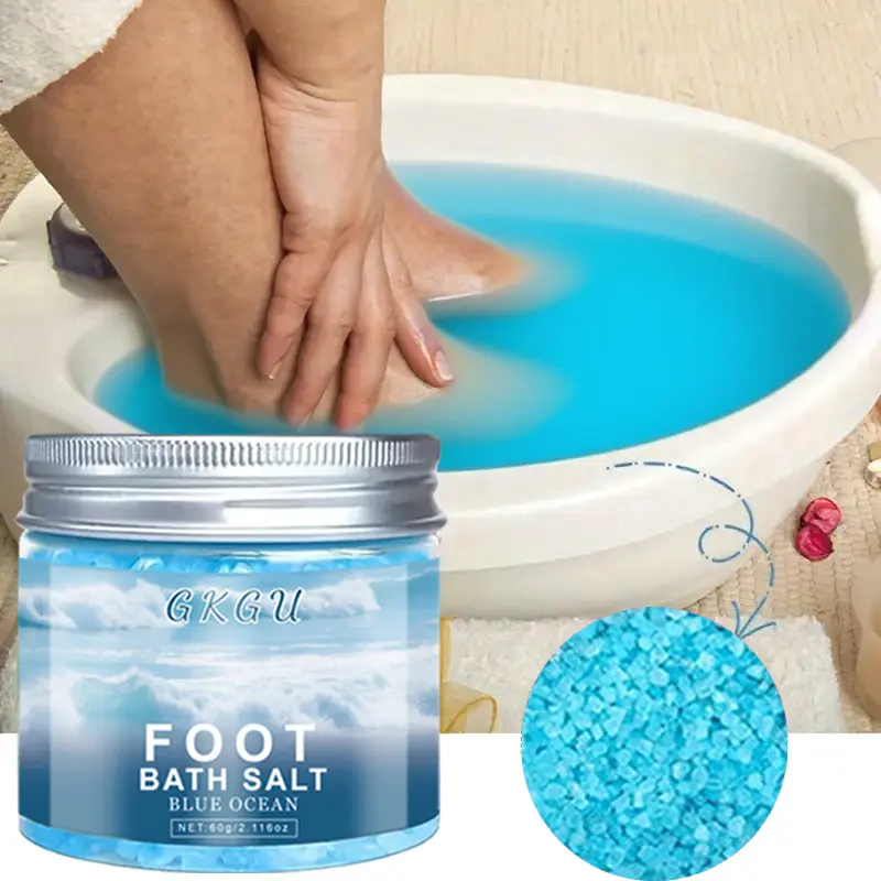 GKGU Foot Bath Salt - Hypoallergenic Sea Salt for Sensitive Light Beige, Deep Cleansing & Moisturizing, with Natural Ingredients - Soak Bath for Cracked Heels, Pedicure/Manicure Prep, Spa & Home Use - 60g (2.12oz) - Oceaninspired Design