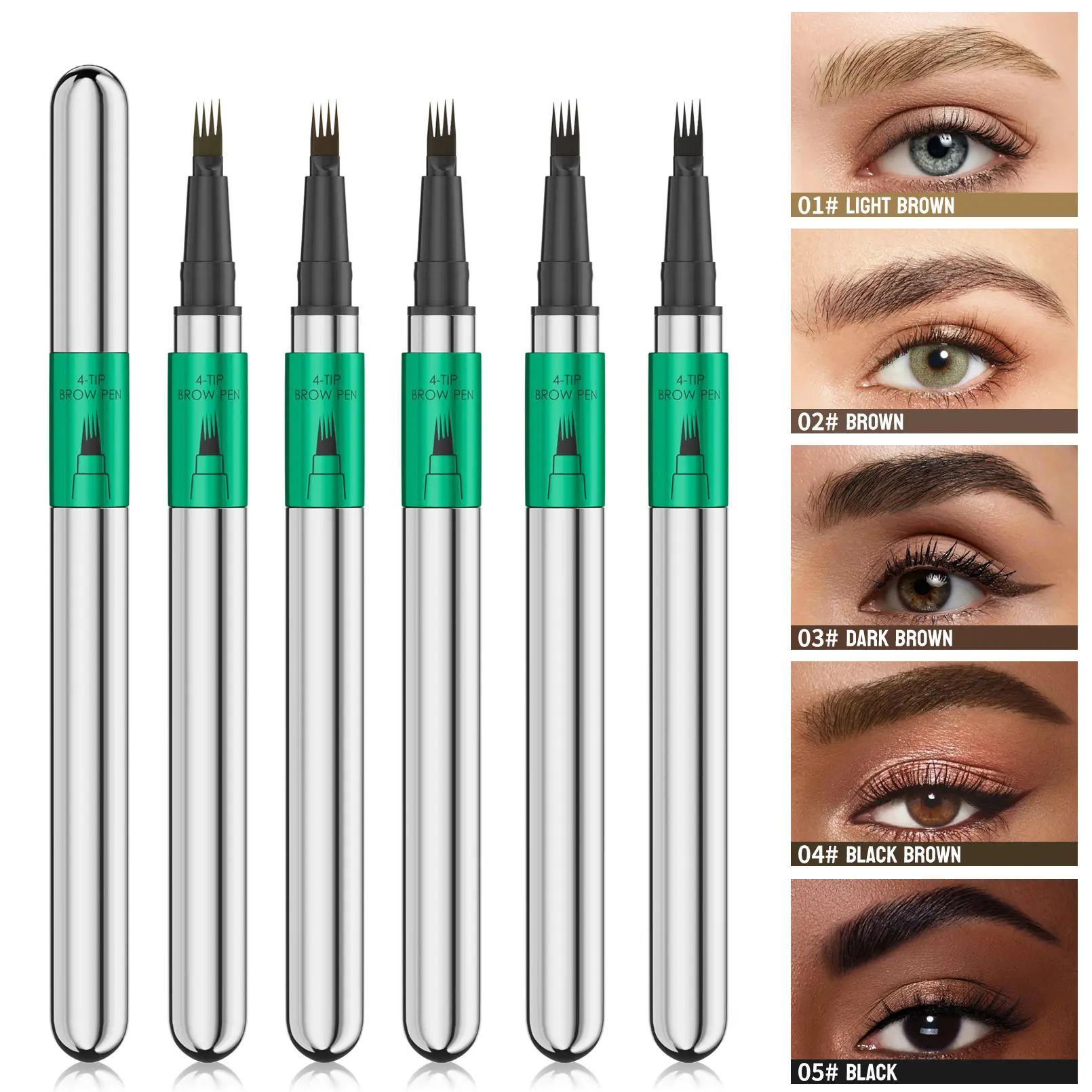 4-Pronged Micro-Stroke Eyebrow Pen, Waterproof Long-Lasting Smooth Makeup for Natural & Sparse Brows, Suitable for All Skin Types, Daily Use, Ideal Gift Pen-Shaped Cosmetic Pencil