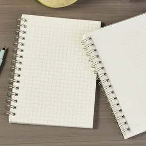 Metal Coil Notebook with Folder, Grid Interior, Simple Design, Portable Waterproof, School Office Supplies, Essential Back-To-School Item, Spiral Coil Notebook