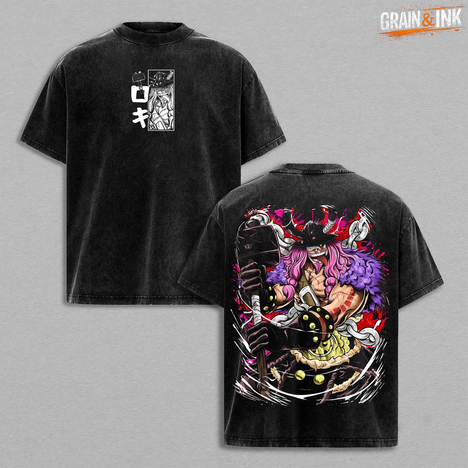 Loki Washed Tee – One Piecee Anime Elbaf Giant