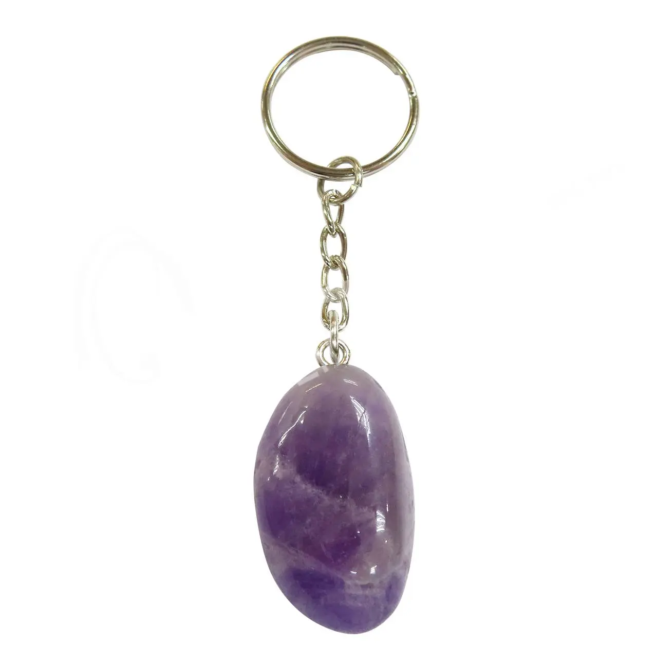 (PC)KEYCHAIN - TUMBLED STONE CHEVRON, AMETHYST 3-3.5"L