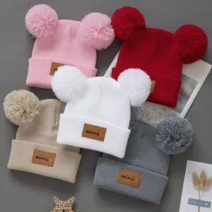 3pcs Breathable Stretchy Knit Beanie with Heart Pompoms Hand Washable Mixed Colors New Year's Occasion Daily Casual Wear