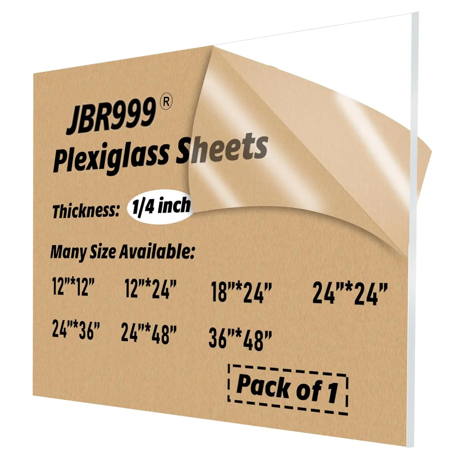 Sabusa Plexiglass Sheets - Clear 24x48 inch - 1/4 inch Thick - Pack of 1