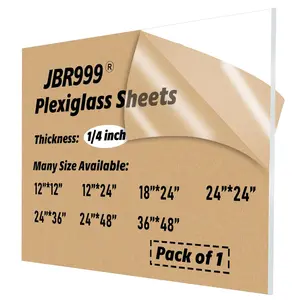 Sabusa Plexiglass Sheets - Clear 24x48 inch - 1/4 inch Thick - Pack of 1