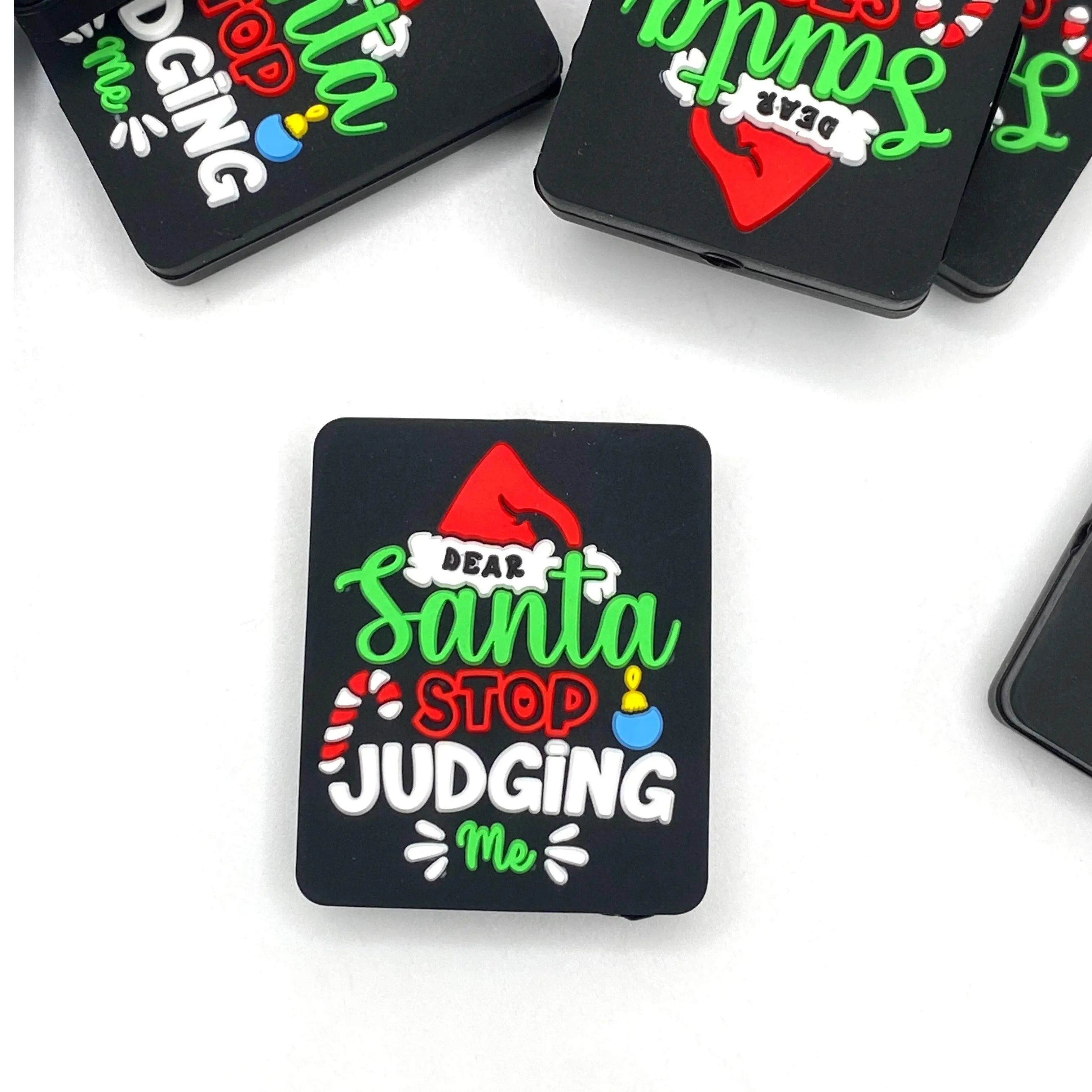 1pc Santa Stop Judging Me Silicone Focal Beads - Christmas Crafting & Beading Supplies DIY