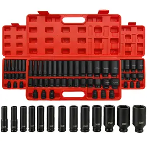 35PCS 1/2" Drive Deep Impact Socket Set - 6 Point Sockets with Spindle, 8-32MM for Garage, Workshop, Car, Auto, Truck, Repair & Hand Tools
