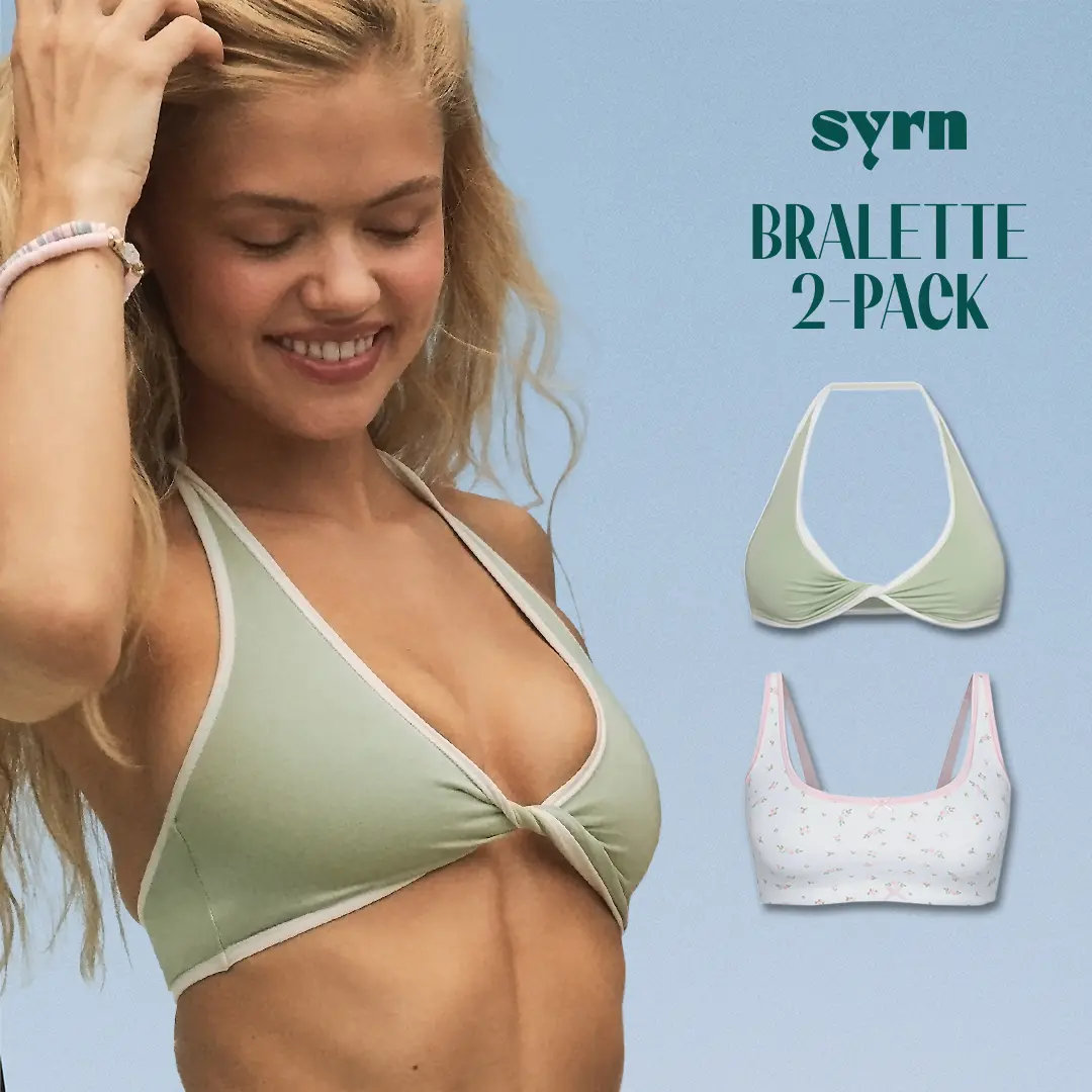 SYRN Bralette 2-Pack - Scoop & Twist Cotton Bralettes SYRN Bralette 2-Pack - Scoop & Twist Cotton Bralettes