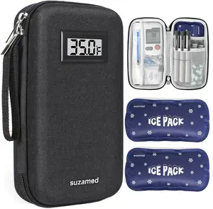 suzamed Insulin Cooler Travel Case,EVA Insulation Travel Medicine Kit with Temperature Display for Diabetes Care,Insulin Pen and Other Diabetic Supplies