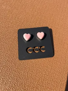 Pink Conch Heart Studs - Medium