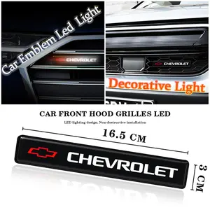 Chevrolet Car Illuminated Logo Light, Front Grill Decoration, Standard Accessories, Engine Hood Grille Emblem Decor, Sticker For Cars