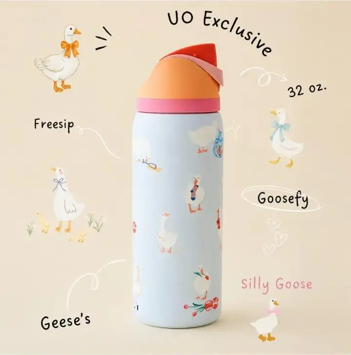 FreeSip Big Goose Series 32oz Insulated Stainless Steel Water Bottle with Straw, BPA-Free Travel Sports Drinkware, Insulated Straw Tumbler Vacuum Flask, Insulated Straw Tumbler Vacuum Flasks