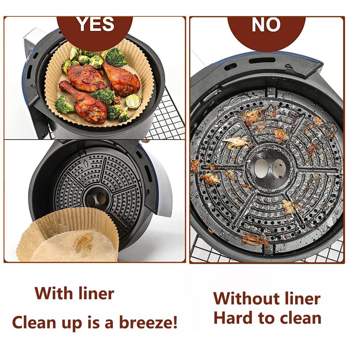 Air Fryer Liner,100 Square Air Fryer ParchmentPaper Liner, Air Fryer Liners Disposable for Microwave,Square Non-Stick Air Fryer Liner Square Free of Bleach